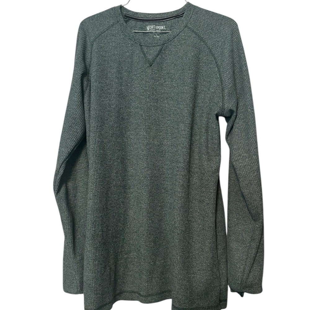 ☑️NORTH POINT- Men's Green waffle shirt